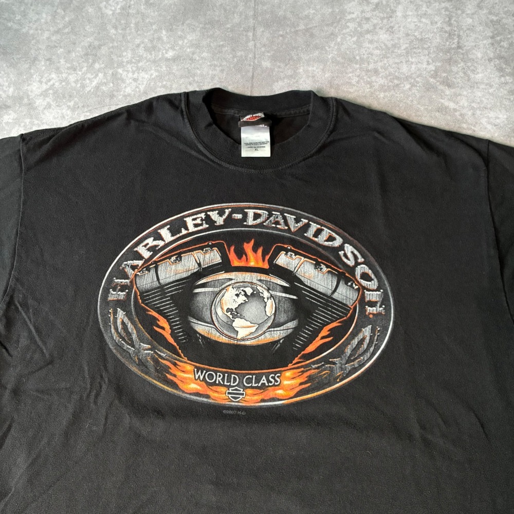 Harley-Davidson T-Shirt Mens XL Black 2007 World Class Wabash Valley Indiana Tee